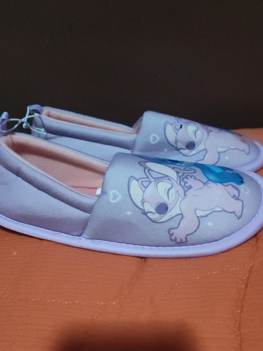 Girls Lavender Slip-On Slippers with Stitch Graphic